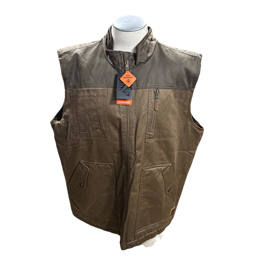 legendary whitetails Mens Vest Tough As Buck 2XL Brown Flannel Interior